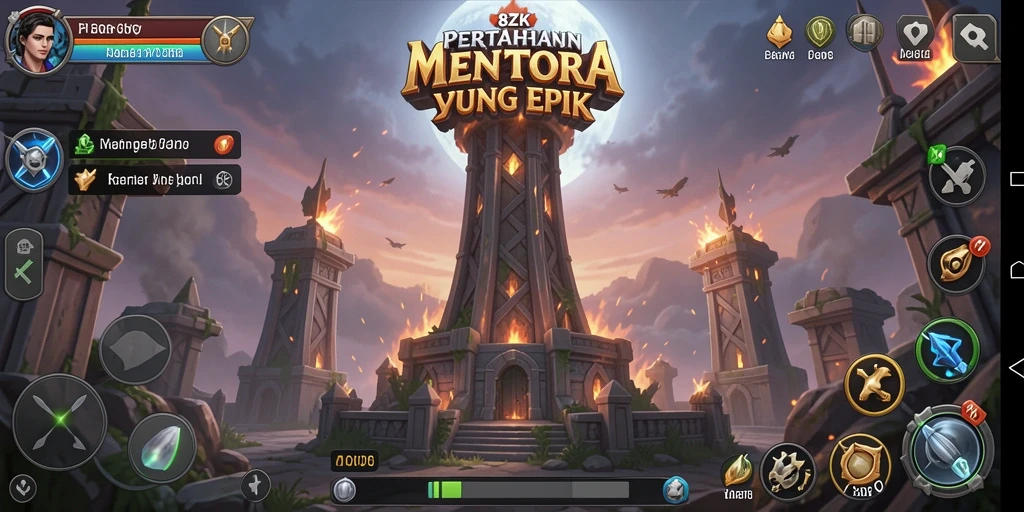 Screenshot gameplay Tower Defense dari 8ZK yang intens dan menarik.