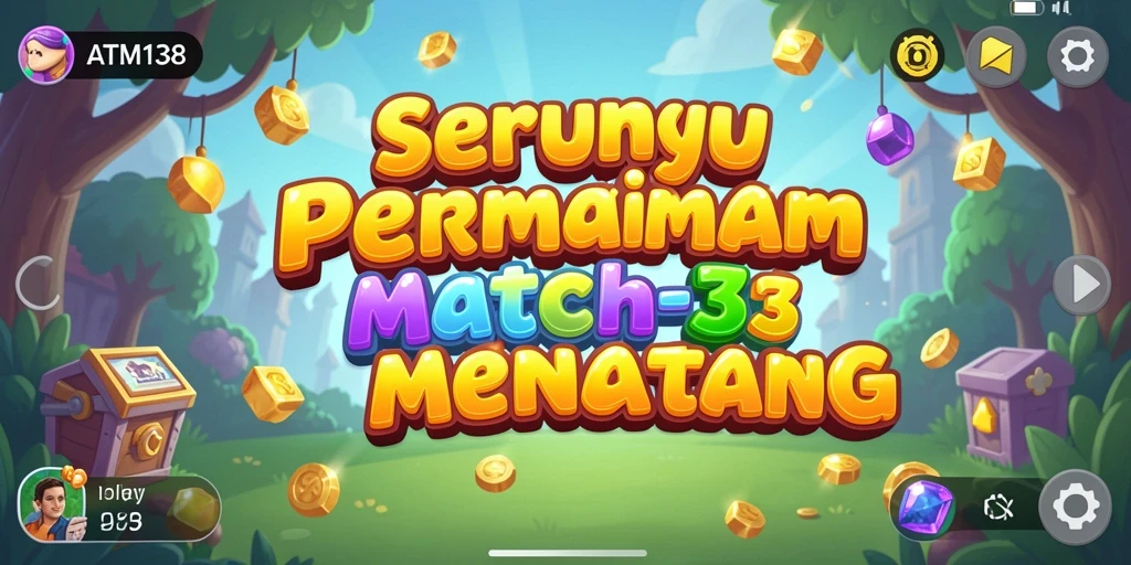 Screenshot permainan ATM138 yang menunjukkan aksi Match-3 yang seru.