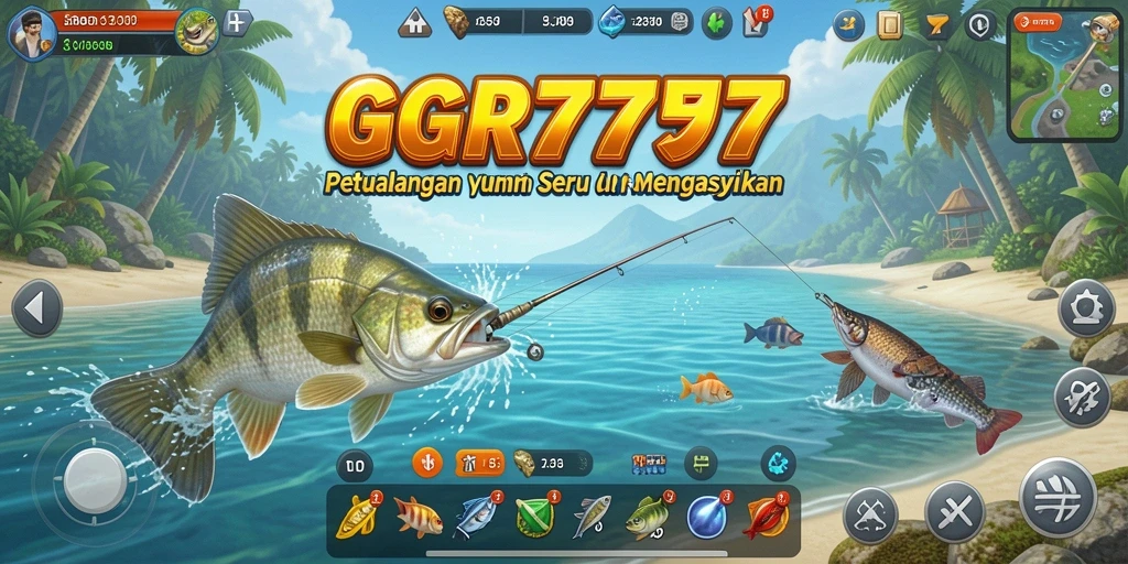 Screenshot gameplay GGR7777 dengan pemandangan memancing yang spektakuler.