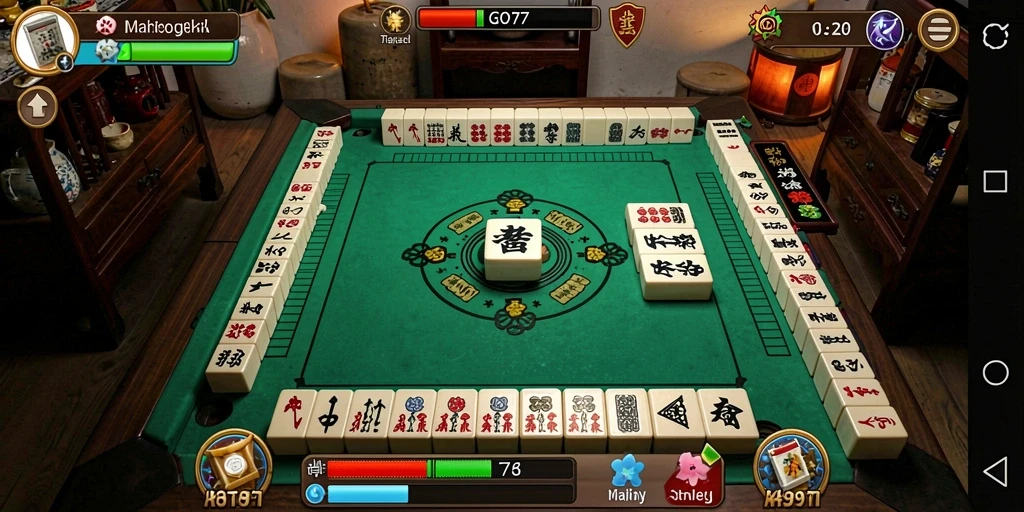 Tampilan gameplay GOTO77 dengan ubin Mahjong menawan.