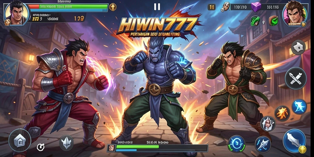Tampilan gameplay HIWIN777 dengan pertarungan seru dan karakter kuat.