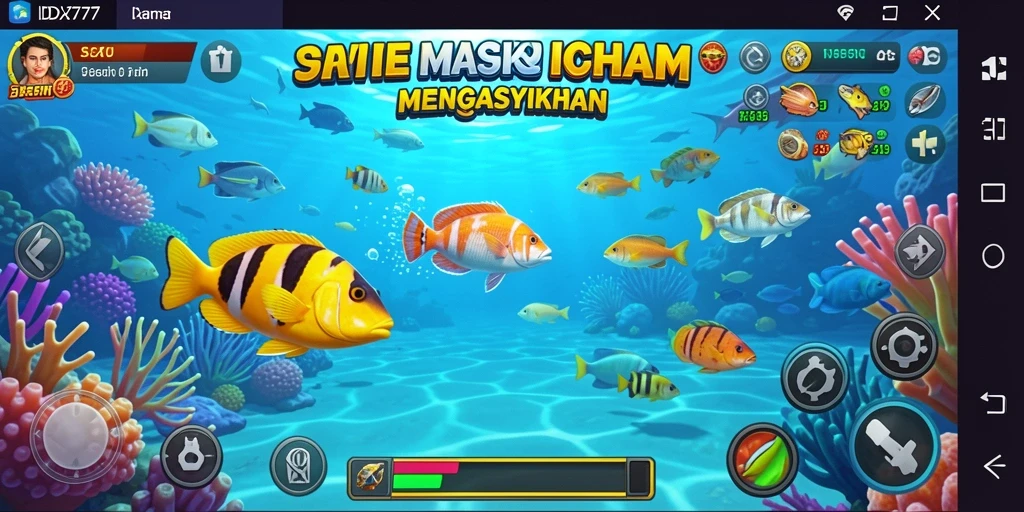 Tampilan gameplay IDX777 dengan aksi tembak ikan yang seru.