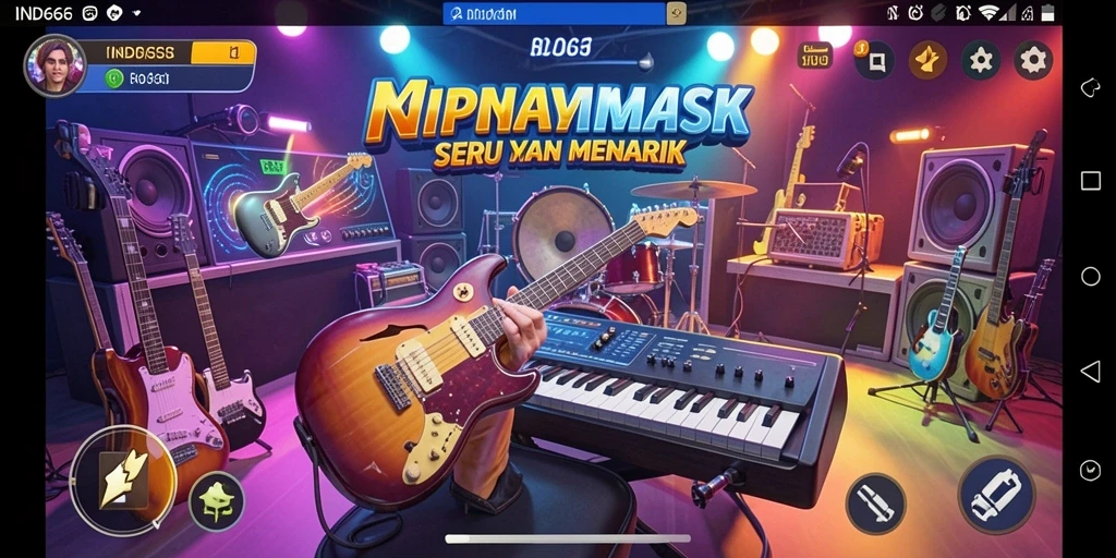 Tampilan gameplay seru dalam IND666 dengan berbagai pilihan musik.