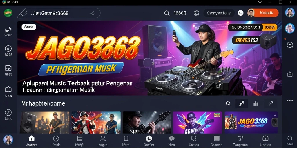 Screenshot gameplay JAGO368 menampilkan interaksi pengguna dengan lagu-lagu favorit.