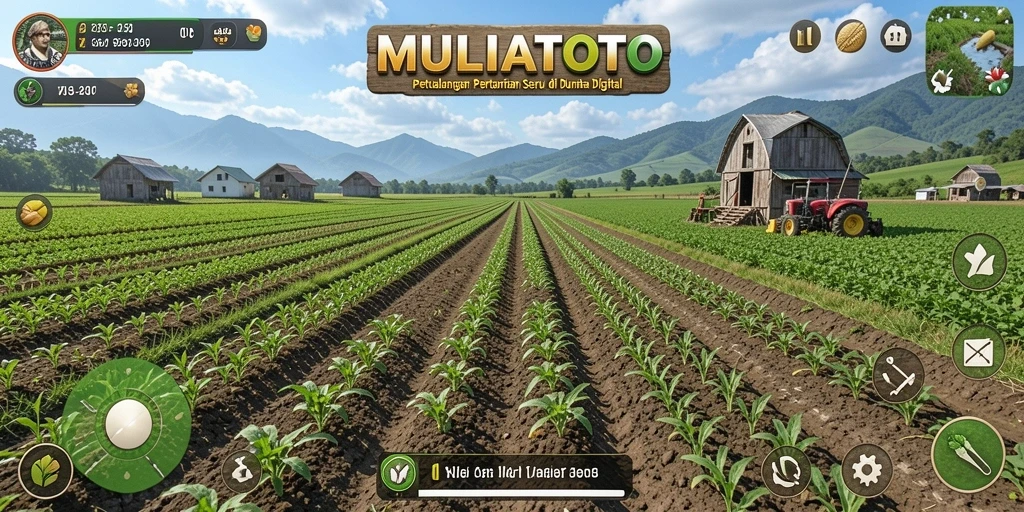 Tangkapan layar gameplay MULIATOTO dengan nuansa pertanian yang hidup.