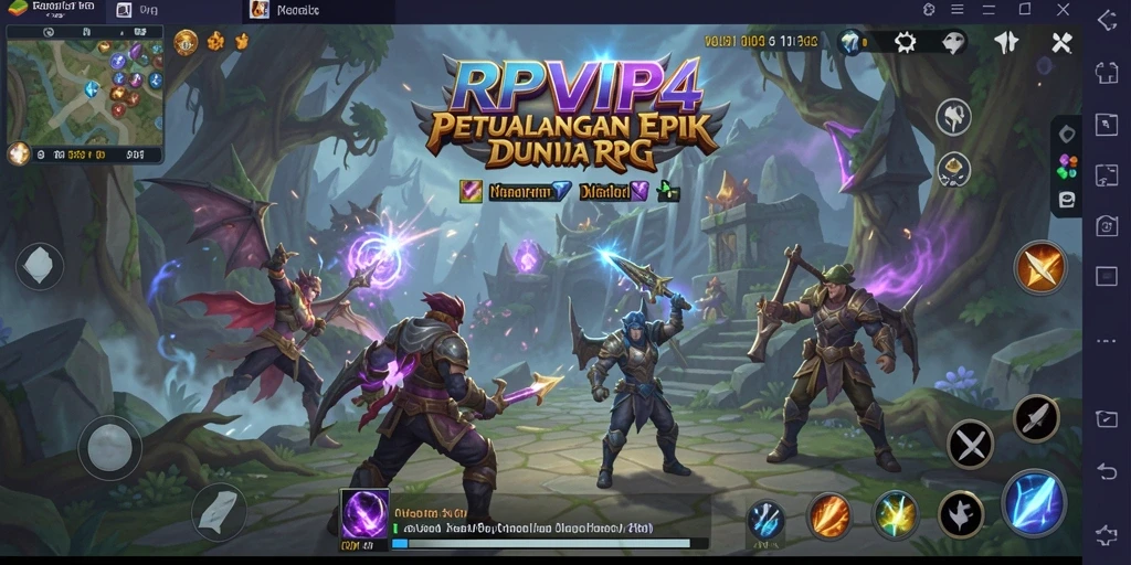 Screenshot menampilkan aksi pertempuran seru dalam RPVIP4.