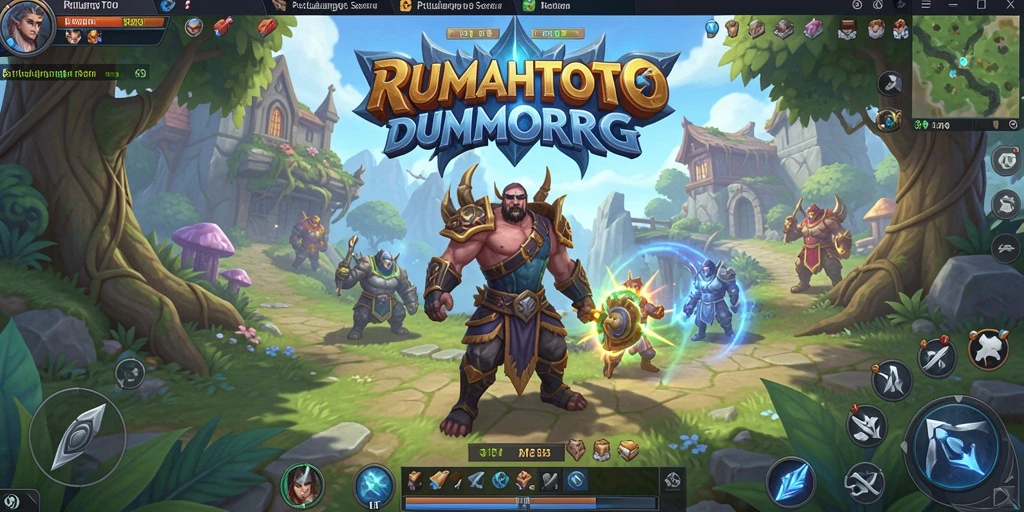Tampilan gameplay RUMAHTOTO dengan karakter beraksi di dunia MMORPG.