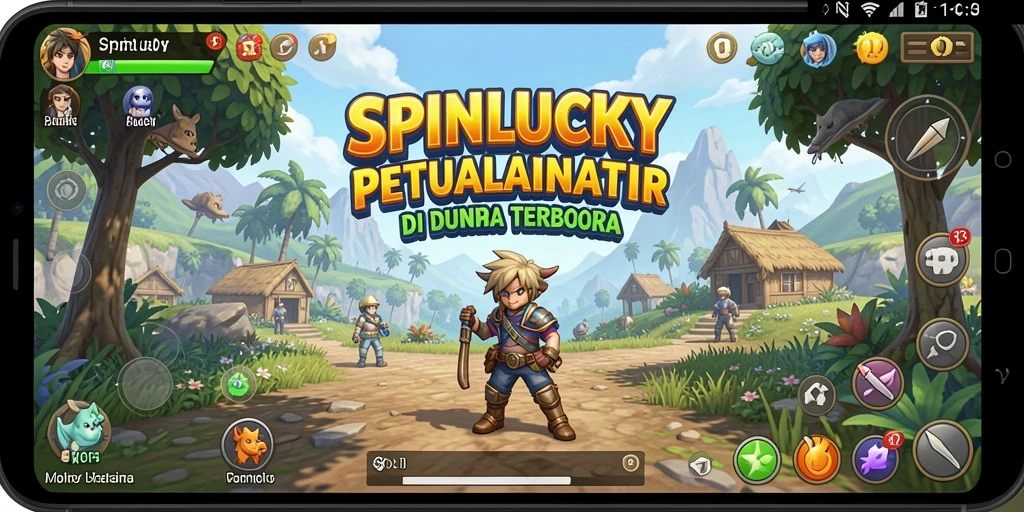 Tangkapan layar SPINLUCKY yang menunjukkan petualangan epik di dunia terbuka.